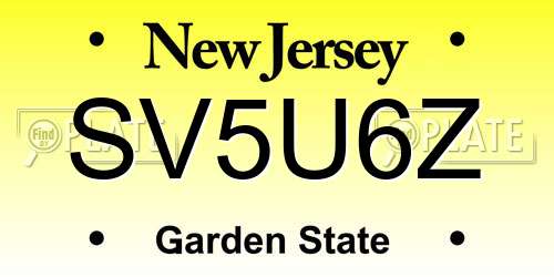 SV5U6Z New Jersey License Plate