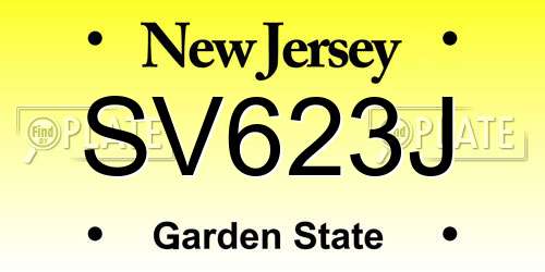 SV623J New Jersey License Plate