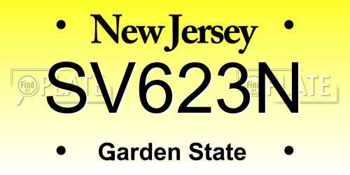 SV623N New Jersey License Plate