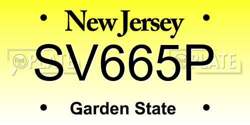SV665P New Jersey License Plate
