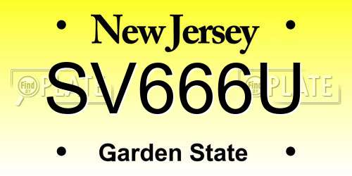 SV666U New Jersey License Plate