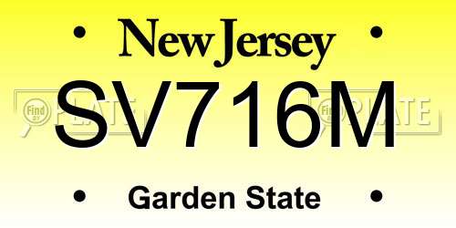 SV716M New Jersey License Plate