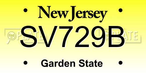 SV729B New Jersey License Plate