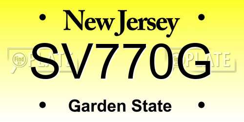 SV770G New Jersey License Plate