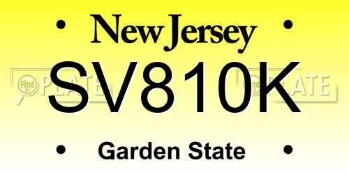 SV810K New Jersey License Plate