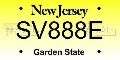 SV888E New Jersey License Plate