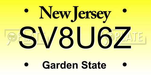 SV8U6Z New Jersey License Plate