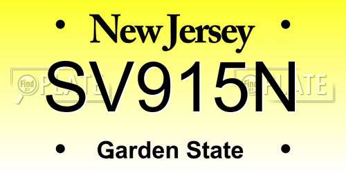 SV915N New Jersey License Plate