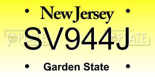SV944J New Jersey License Plate
