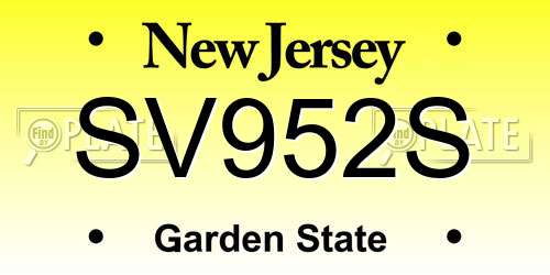 SV952S New Jersey License Plate
