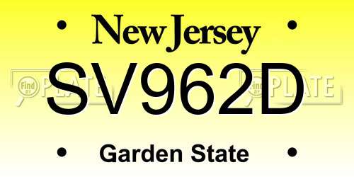 SV962D New Jersey License Plate