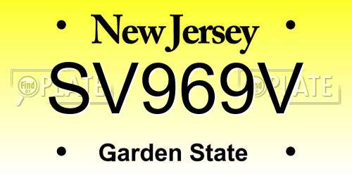 SV969V New Jersey License Plate