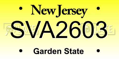 SVA2603 New Jersey License Plate