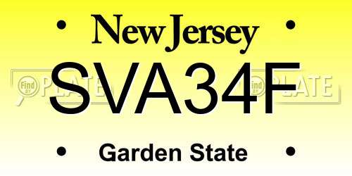 SVA34F New Jersey License Plate