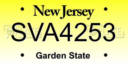 SVA4253 New Jersey License Plate