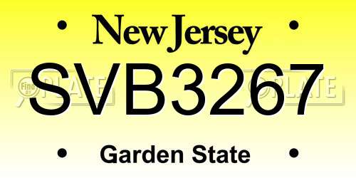 SVB3267 New Jersey License Plate