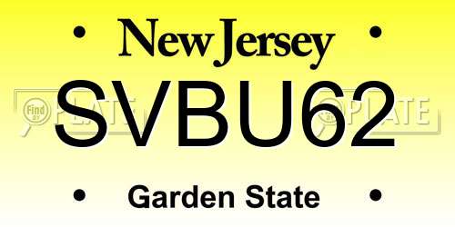 SVBU62 New Jersey License Plate