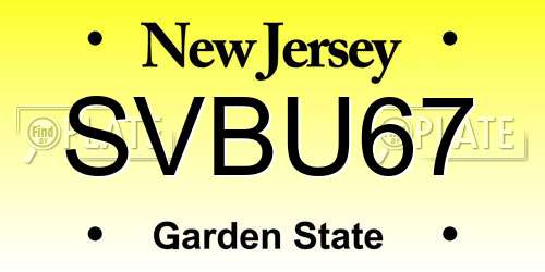 SVBU67 New Jersey License Plate