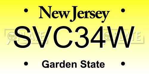 SVC34W New Jersey License Plate