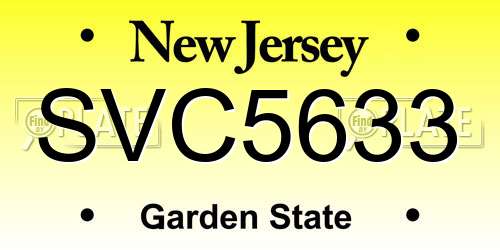 SVC5633 New Jersey License Plate