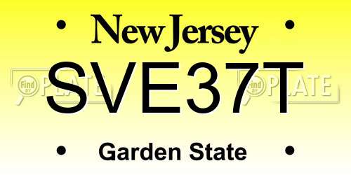 SVE37T New Jersey License Plate