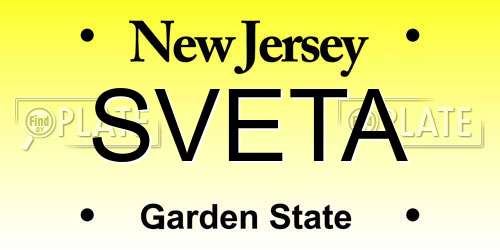 SVETA New Jersey License Plate