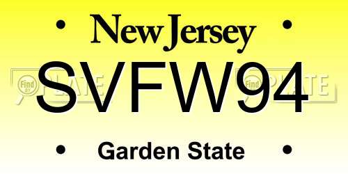 SVFW94 New Jersey License Plate