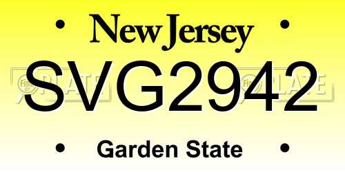 SVG2942 New Jersey License Plate