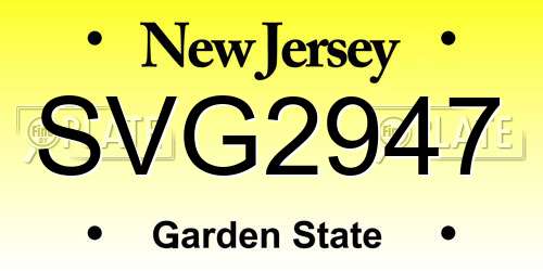 SVG2947 New Jersey License Plate