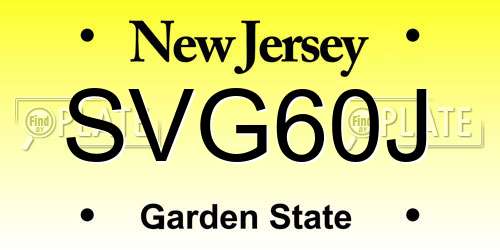SVG60J New Jersey License Plate