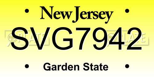 SVG7942 New Jersey License Plate