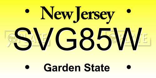 SVG85W New Jersey License Plate