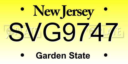 SVG9747 New Jersey License Plate