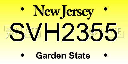 SVH2355 New Jersey License Plate