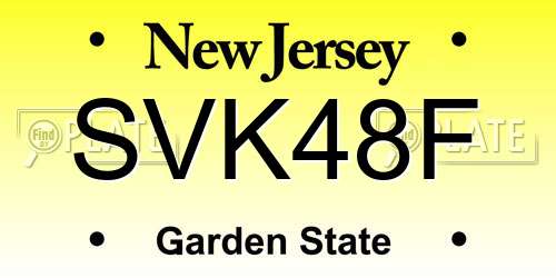 SVK48F New Jersey License Plate