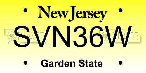 SVN36W New Jersey License Plate