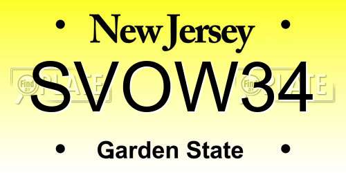 SVOW34 New Jersey License Plate