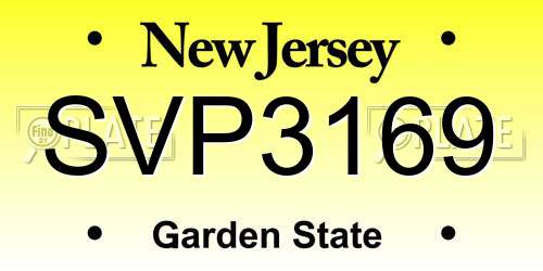 SVP3169 New Jersey License Plate