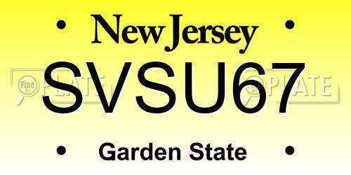 SVSU67 New Jersey License Plate
