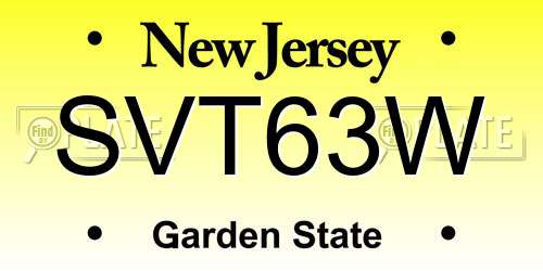 SVT63W New Jersey License Plate