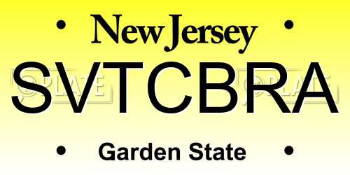 SVTCBRA New Jersey License Plate