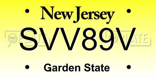 SVV89V New Jersey License Plate
