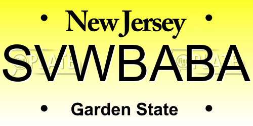 SVWBABA New Jersey License Plate
