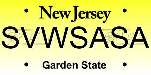 SVWSASA New Jersey License Plate