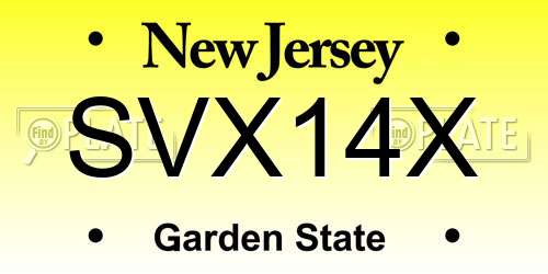 SVX14X New Jersey License Plate