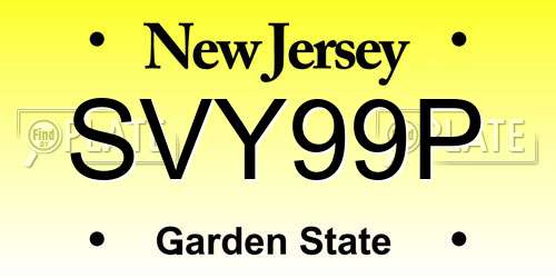 SVY99P New Jersey License Plate