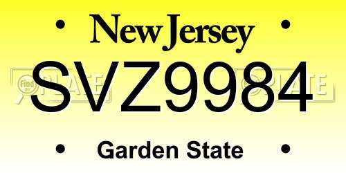 SVZ9984 New Jersey License Plate