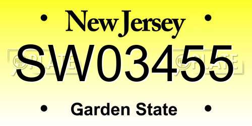 SW03455 New Jersey License Plate