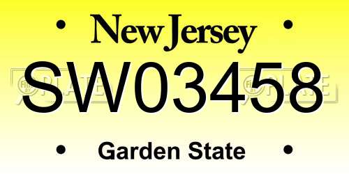 SW03458 New Jersey License Plate