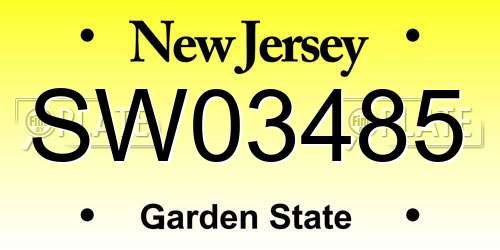 SW03485 New Jersey License Plate